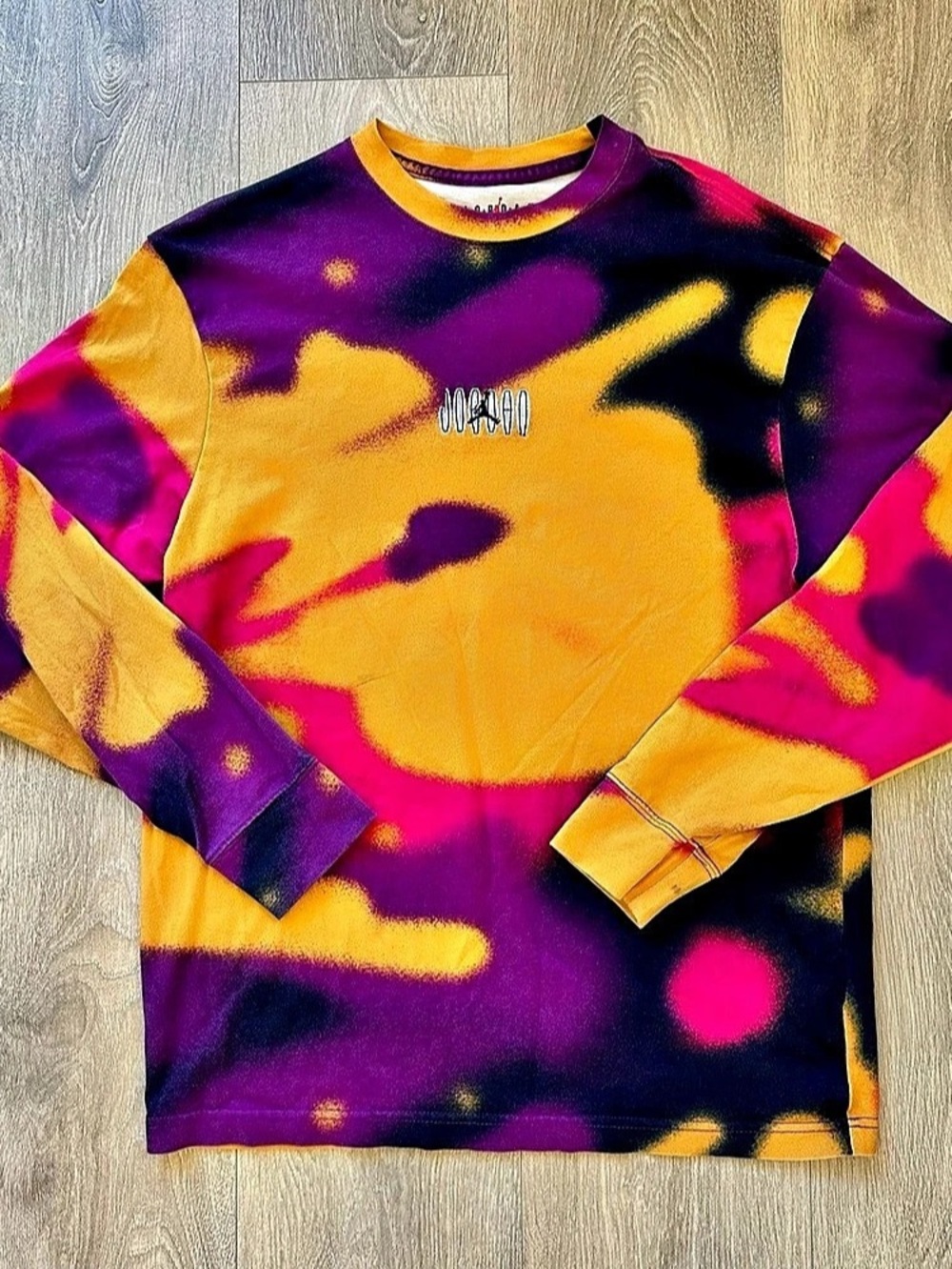 Jordan Flight MVP Tie-Dye Long-Sleeve T-Shirt Yellow & Purple Medium